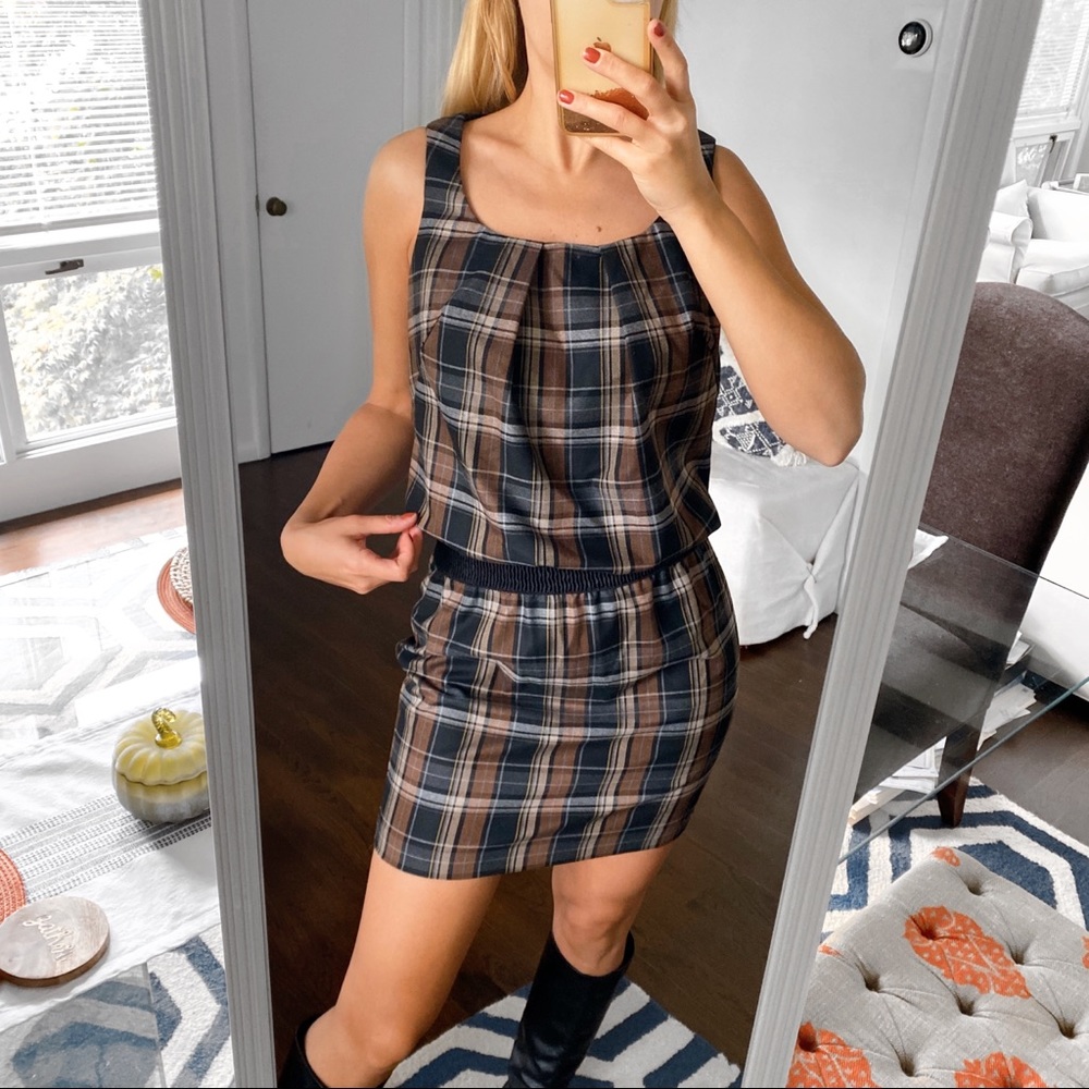 🍂 CLASS MADE IN ITALY PLAID 2 in 1 MINI DRESS!
